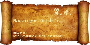 Maczinger Artúr névjegykártya